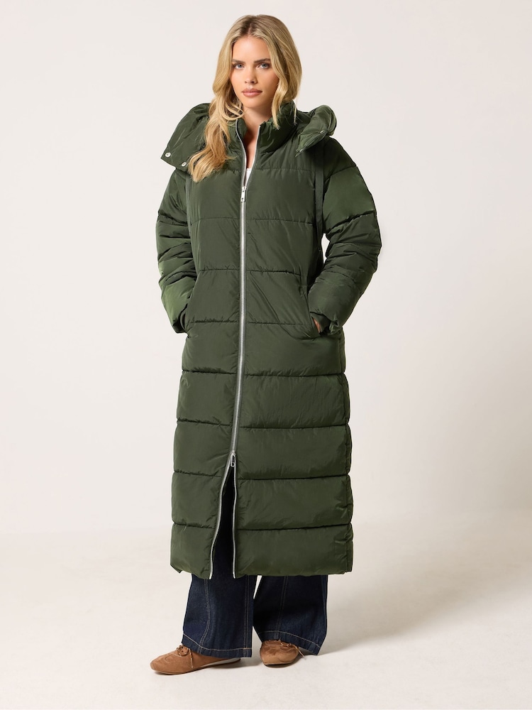 PixieGirl Petite Green Maxi Padded Coat - Image 2 of 6