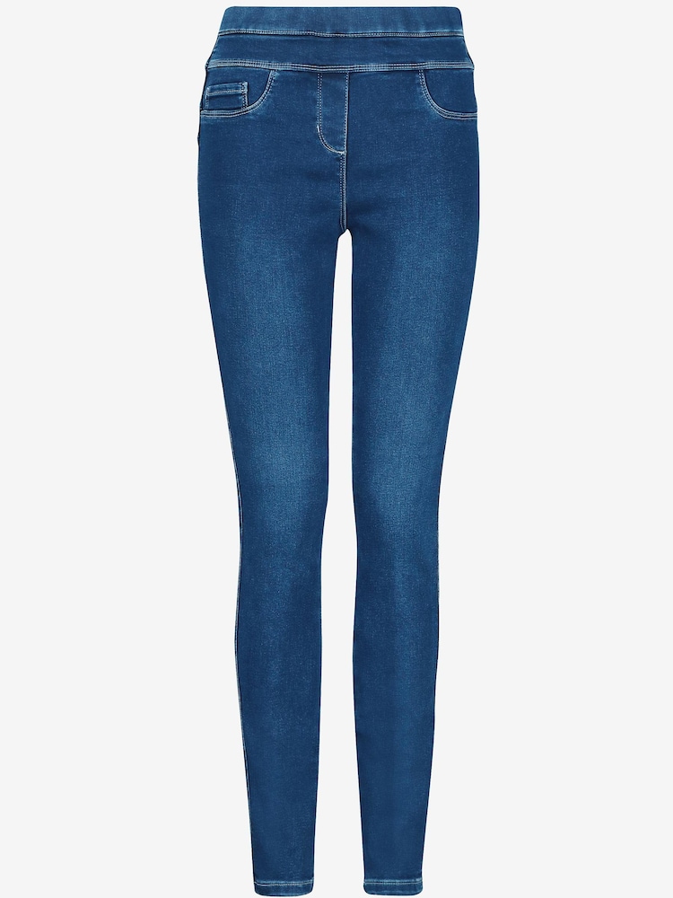 Dark Blue Super Stretch Soft Sculpt Pull-On Denim Leggings - Image 6 of 6