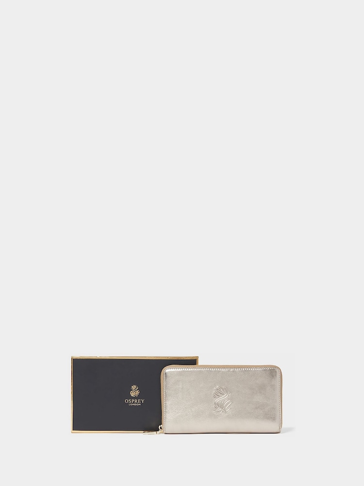 Osprey London Gold The Luxe Leather Travel Organiser with Gift Box - Image 1 of 6 Osprey London Gold The Luxe Leather Travel Organiser with Gift Box - Image 1 of 6