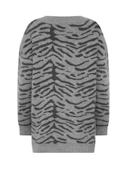 M&Co Grey Zebra Print V-Neck Tunic Jumper - Image 6 of 6