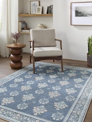 LIVABLISS Blue Thistle Floral Washable Rug - Image 1 of 8