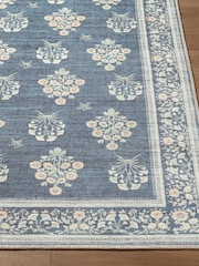 LIVABLISS Blue Thistle Floral Washable Rug - Image 4 of 8