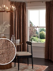 Rust Brown Next Multi Chenille Pencil Pleat Lined Curtains - Image 1 of 5