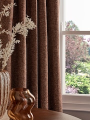 Rust Brown Next Multi Chenille Pencil Pleat Lined Curtains - Image 3 of 5