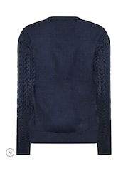 M&Co Blue V-Neck Mini Cable Jumper - Image 6 of 6