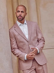 Pink Regular Fit Nova Fides Italian Wool Blend Suit: Jacket - Image 1 of 13