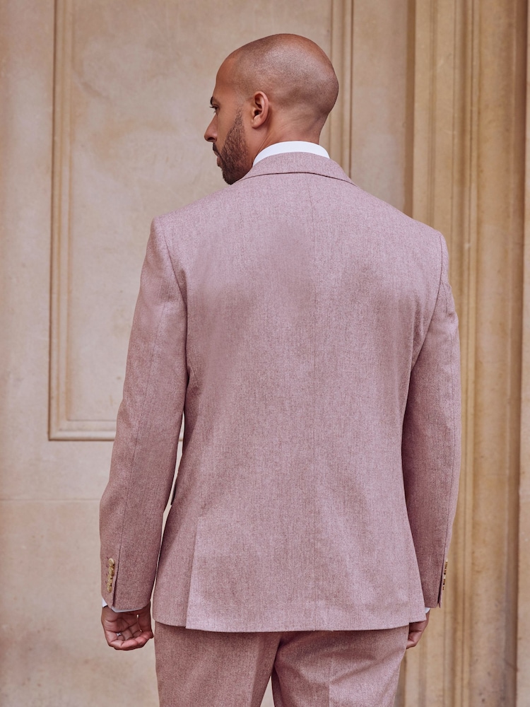 Pink Regular Fit Nova Fides Italian Wool Blend Suit: Jacket - Image 2 of 13
