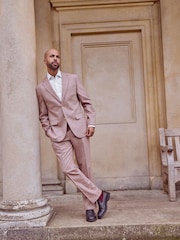 Pink Regular Fit Nova Fides Italian Wool Blend Suit: Jacket - Image 3 of 13