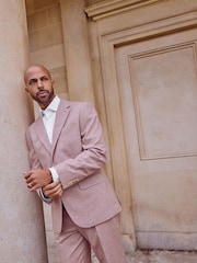Pink Regular Fit Nova Fides Italian Wool Blend Suit: Jacket - Image 4 of 13