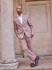 Pink Regular Fit Nova Fides Italian Wool Blend Suit: Jacket - Image 5 of 13
