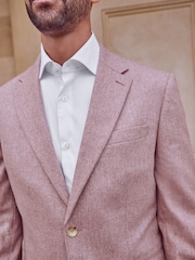Pink Regular Fit Nova Fides Italian Wool Blend Suit: Jacket - Image 6 of 13