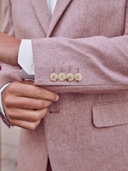 Pink Regular Fit Nova Fides Italian Wool Blend Suit: Jacket - Image 8 of 13