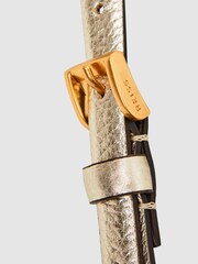 Reiss Gold Molly Mini Leather Metallic Thin Belt - Image 3 of 4