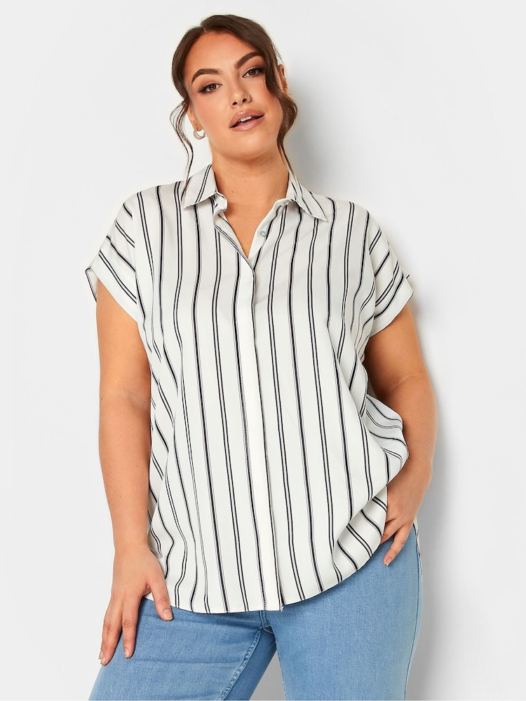 Yours Curve White Button Through 100% Cotton Shirt - Image 1 of 4