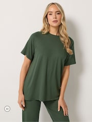 Long Tall Sally Green Short Sleeve Raglan T-Shirt And Trousers Set - Image 1 of 6