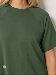 Long Tall Sally Green Short Sleeve Raglan T-Shirt And Trousers Set - Image 4 of 6