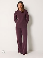Long Tall Sally Red Premium Knitted Sweatshirt And Trouser Set - Image 1 of 6