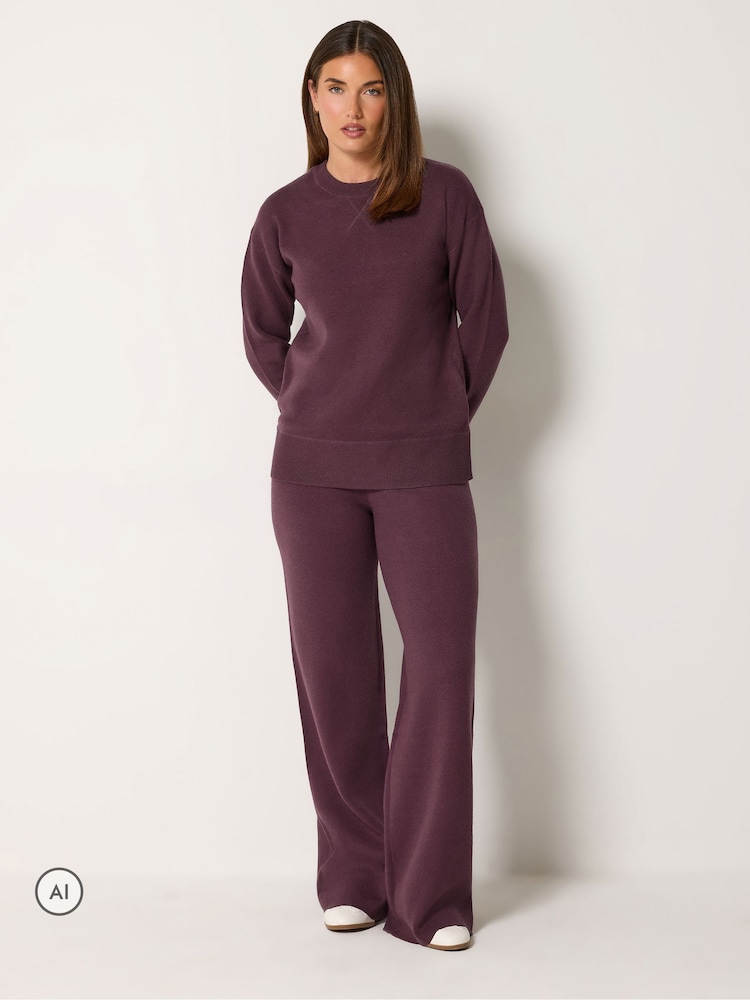 Long Tall Sally Red Premium Knitted Sweatshirt And Trouser Set - Image 1 of 6 Long Tall Sally Red Premium Knitted Sweatshirt And Trouser Set - Image 1 of 6