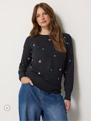 M&Co Black Star Embroidered Jumper - Image 1 of 6