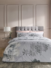 Catherine Lansfield Silver Dramatic Floral Duvet Cover And Pillowcase Set - Image 1 of 4