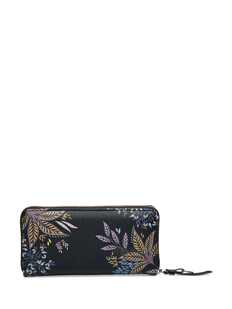 Sara Miller Black Large Zip Black Botanic Purse - Image 2 of 3 Sara Miller Black Large Zip Black Botanic Purse - Image 2 of 3