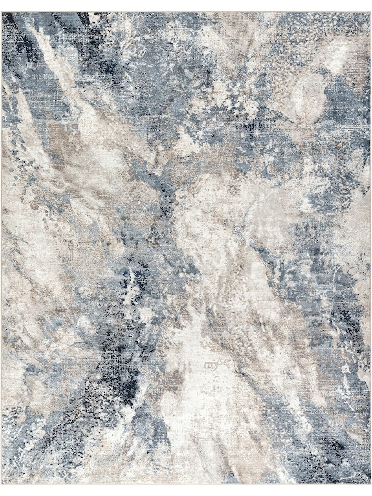 LIVABLISS Blue Marble Allegro Abstract Modern Marble Rug - Image 2 of 7 LIVABLISS Blue Marble Allegro Abstract Modern Marble Rug - Image 2 of 7