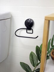 Showerdrape Black Suctionloc Set Of 3 Toilet Roll Holder Towel Ring and Soap Basket - Image 2 of 4