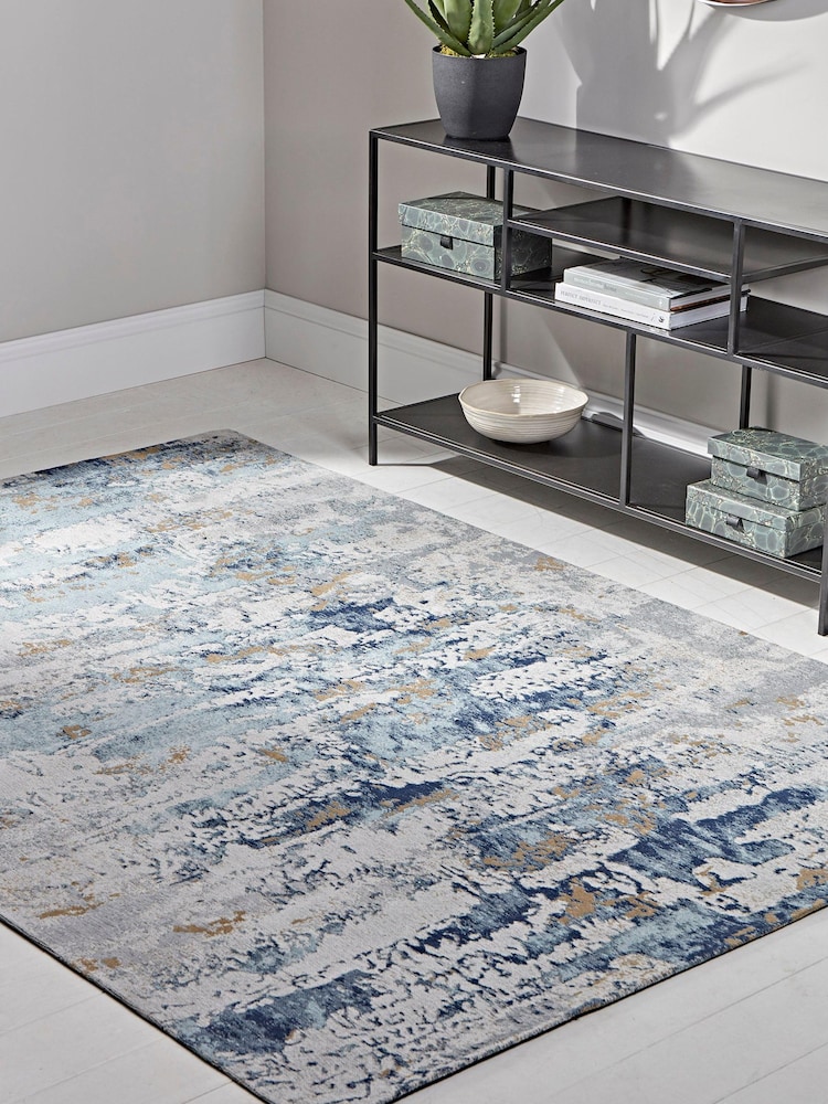 Cox & Cox Blue Strata Rug - Image 1 of 2