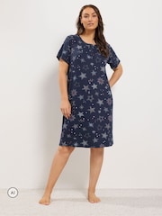 Yours Curve Star Mosaic Placket Midaxi Nightdress - Bild 1 von 6