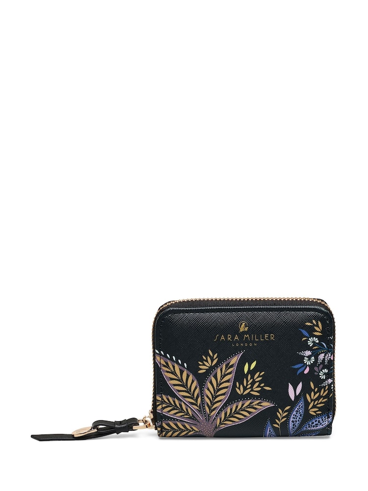 Sara Miller Black Small Zip Botanic Purse - Image 1 of 3 Sara Miller Black Small Zip Botanic Purse - Image 1 of 3