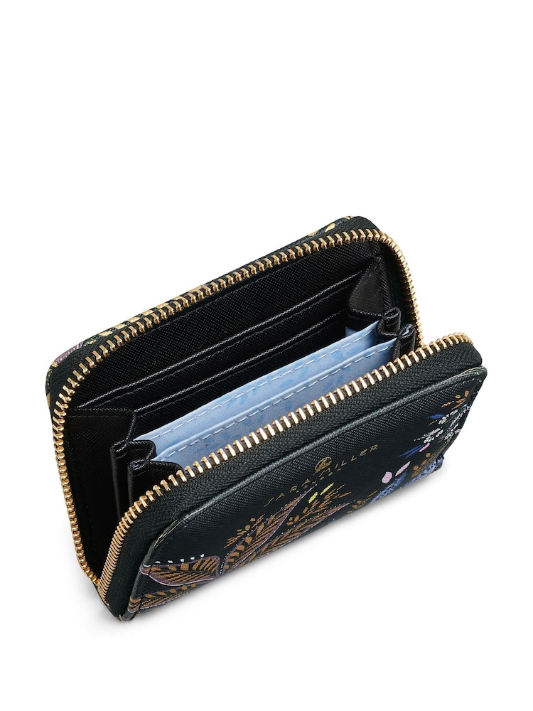 Sara Miller Black Small Zip Botanic Purse - Image 3 of 3 Sara Miller Black Small Zip Botanic Purse - Image 3 of 3