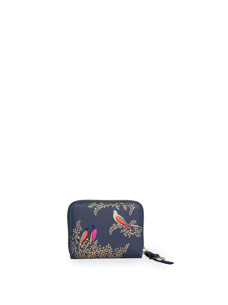 Porte-monnaie Sara Miller bleu à fermeture éclair, petit modèle, motif oiseaux bleu fumé - Image 2 sur 4 Porte-monnaie Sara Miller bleu à fermeture éclair, petit modèle, motif oiseaux bleu fumé - Image 2 sur 4