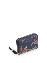 Porte-monnaie Sara Miller bleu à fermeture éclair, petit modèle, motif oiseaux bleu fumé - Image 3 sur 4