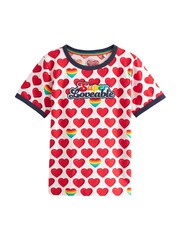 Little Bird by Jools Oliver Red Short Sleeve Raglan Super Loveable Valentine T-Shirt - Image 1 of 7