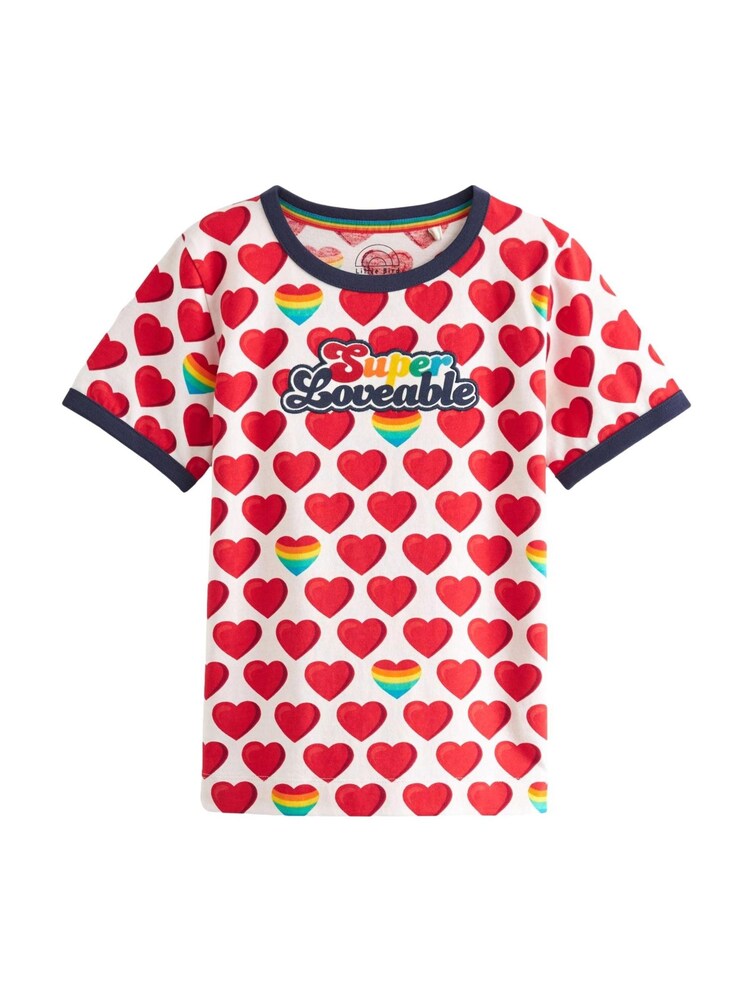 Little Bird by Jools Oliver Red Short Sleeve Raglan Super Loveable Valentine T-Shirt - Image 1 of 7