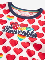 Little Bird by Jools Oliver Red Short Sleeve Raglan Super Loveable Valentine T-Shirt - Image 3 of 7