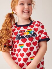Little Bird by Jools Oliver Red Short Sleeve Raglan Super Loveable Valentine T-Shirt - Image 4 of 7