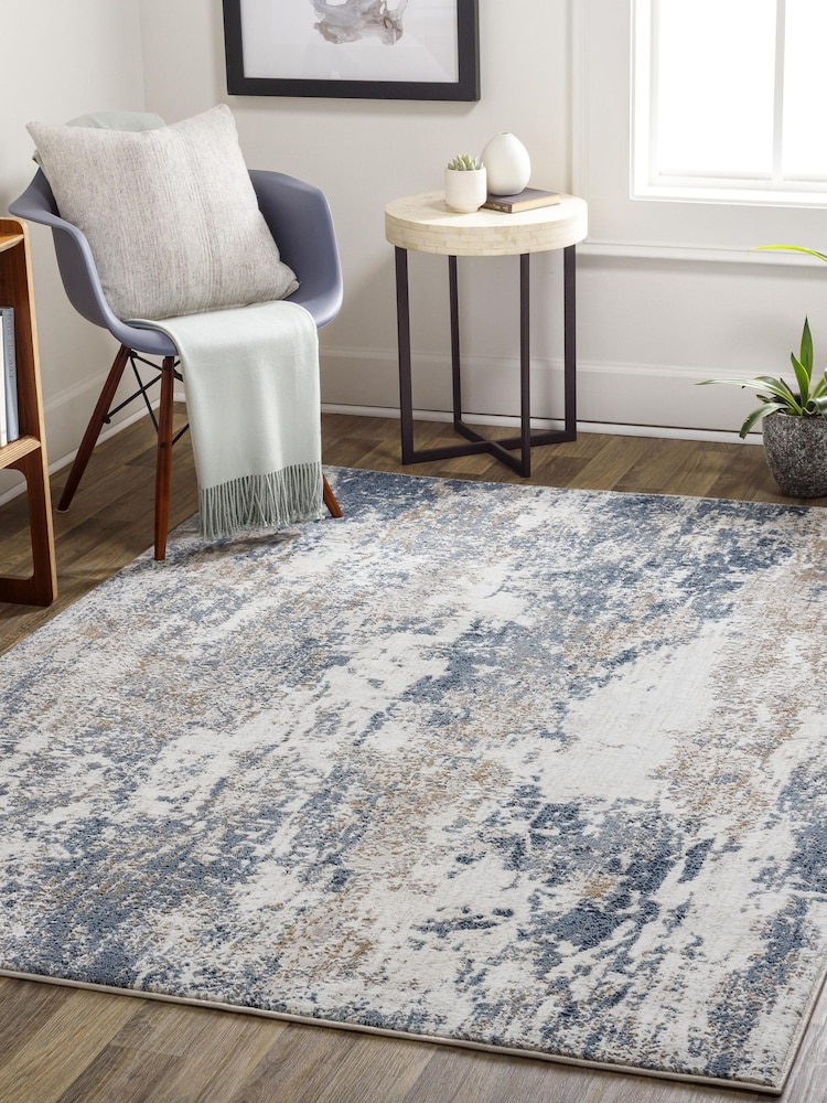 LIVABLISS Blue Haze Allegro Abstract Modern Marble Rug - Image 1 of 7