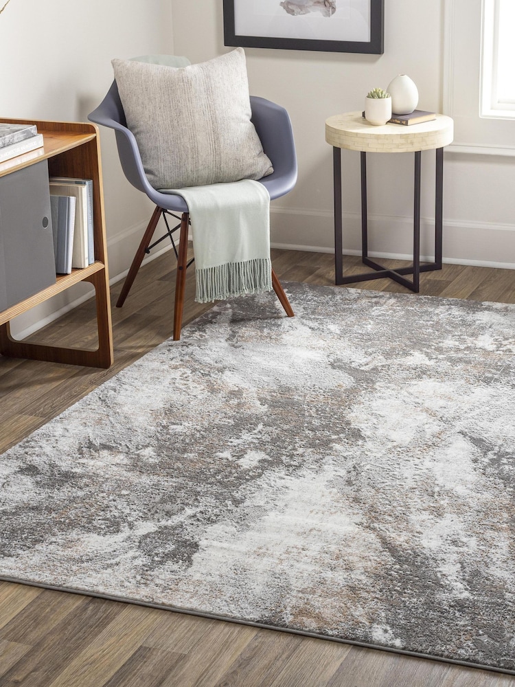 LIVABLISS Grey Marble Allegro Abstract Modern Marble Rug - Image 1 of 7