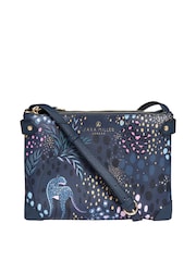Sac bandoulière zippé Sara Miller motif léopard minuit - Image 1 sur 4