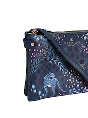 Sac bandoulière zippé Sara Miller motif léopard minuit - Image 4 sur 4