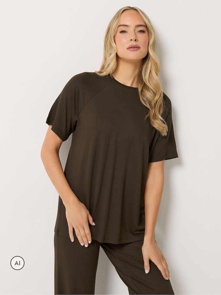 Long Tall Sally Brown Short Sleeve Raglan T-Shirt And Trousers Set - Image 2 of 6