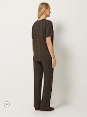 Long Tall Sally Brown Short Sleeve Raglan T-Shirt And Trousers Set - Image 3 of 6