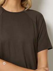Long Tall Sally Brown Short Sleeve Raglan T-Shirt And Trousers Set - Image 4 of 6