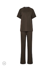Long Tall Sally Brown Short Sleeve Raglan T-Shirt And Trousers Set - Image 5 of 6
