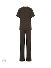 Long Tall Sally Brown Short Sleeve Raglan T-Shirt And Trousers Set - Image 6 of 6