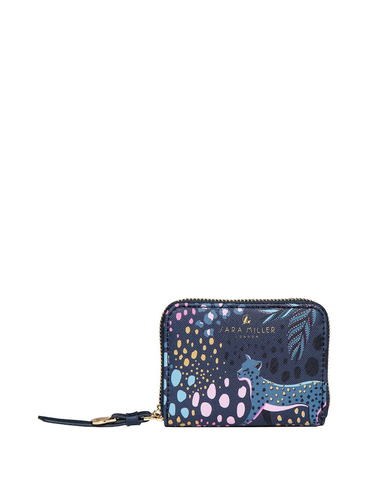 Sara Miller Blue Small Zip Midnight Leopard Purse - Image 1 of 4 Sara Miller Blue Small Zip Midnight Leopard Purse - Image 1 of 4