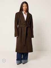 PixieGirl Petite Brown Wrap Belt Coat - Image 2 of 6