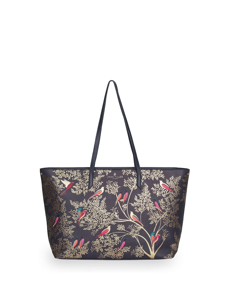 Sara Miller Blue Large Tote Smokey Birds Bag - Image 1 of 2 Sara Miller Blue Large Tote Smokey Birds Bag - Image 1 of 2