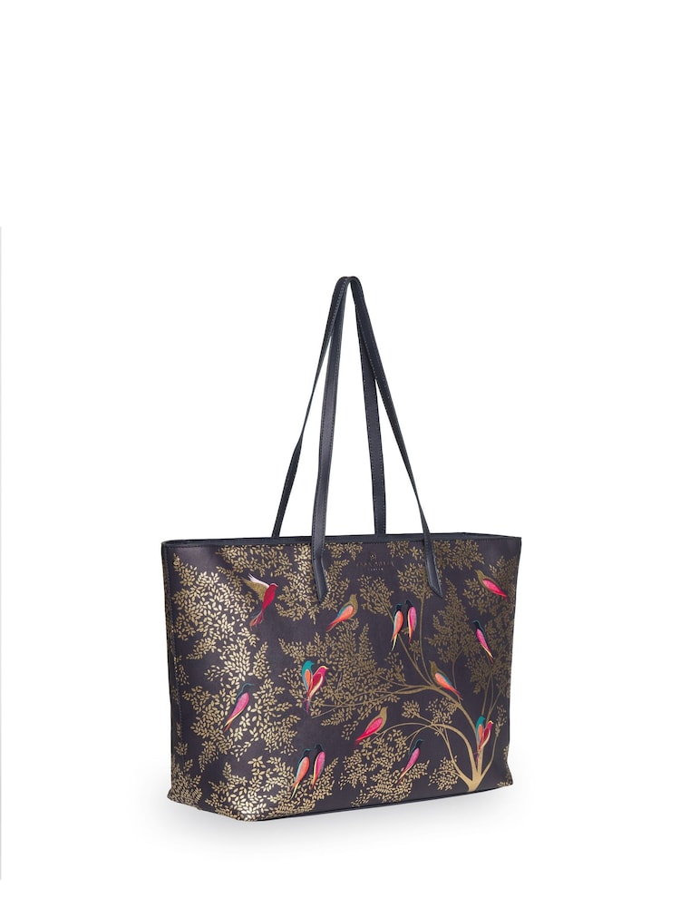 Sara Miller Blue Large Tote Smokey Birds Bag - Image 2 of 2 Sara Miller Blue Large Tote Smokey Birds Bag - Image 2 of 2